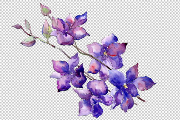 Bouquet of Purple Flowers Watercolor Set