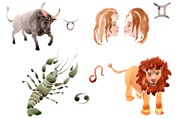 Horoscope Watercolor Illustrations