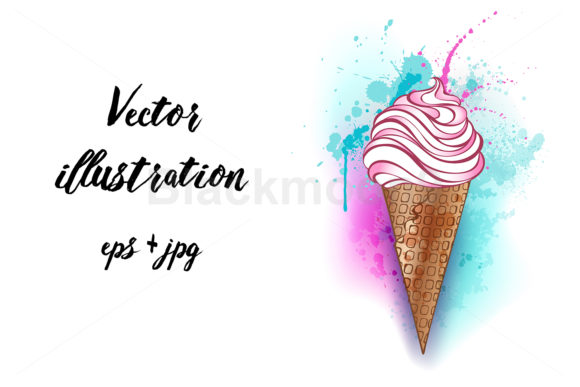 Ice Cream Painted Watercolor