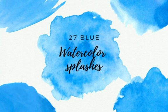 Light Blue Watercolor Brush Strokes Illustrations