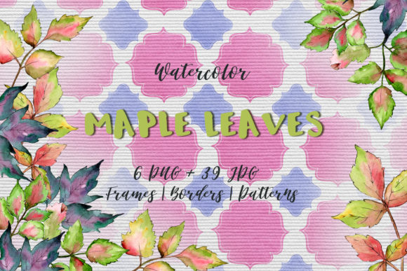 Maple Colorful Leaves PNG Watercolor Set and Illustrations