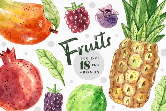 Tropical Fruits Watercolor Clipart and Illustrations