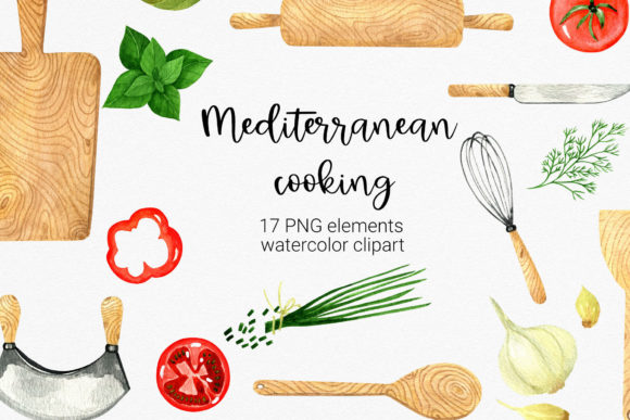 Watercolor Kitchen Clipart, Cooking
